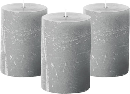 Simply Soson 3x6 inch Ivory Pillar Candles Set of 3, Rustic Texture, Unscented Ivory Candles, Dripless Candles, 3 inch Pillar Candles Ideal as Wedding, Parties, Spas, Dinner, Home Decoration, Church