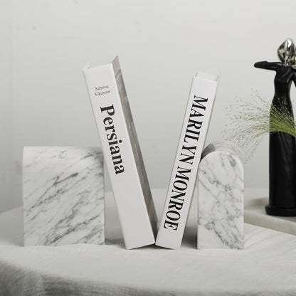 Koville African Natural Marble Bookends for Shelves, Non-Slip Book Ends, 13LBS Ultra Heavy Duty Marble Book Holder Organizer, Apartment Decor for Movies/CD/Video Games(Namib Fantasy)