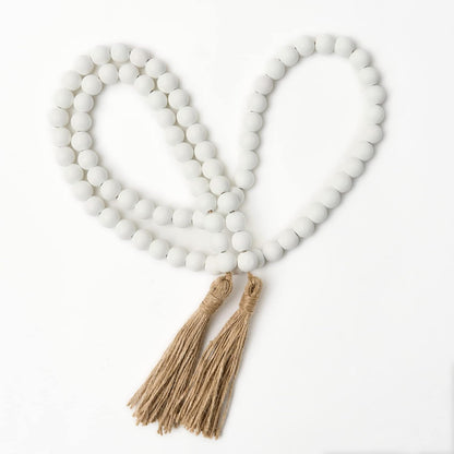 OMISHE 59in Wood Bead Garland with Tassels, Decorative Beads, Farmhouse Wooden Beads Garland for Wall Hanging Home Festival Decor, Aqua, Teal