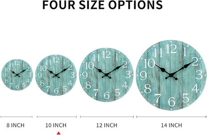 Wall Clock, Rustic Wall Clocks Battery Operated Silent Non Ticking, Country Round Wooden Clocks Farmhous Wall Decorative for Kitchen, Bathroom, Living Room (Gray 8 Inch)