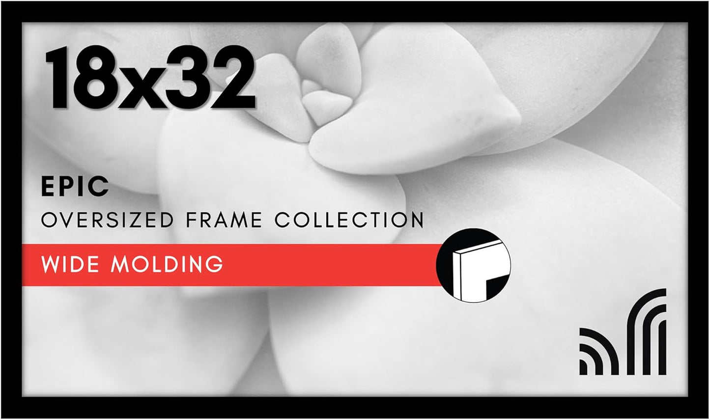 Americanflat 16x20 Picture Frame with Polished Plexiglass - Black Picture Frame - Wide Photo Frames Made of Engineered Wood for Vertical or Horizontal Wall Display - Epic Collection - Black - Colors C