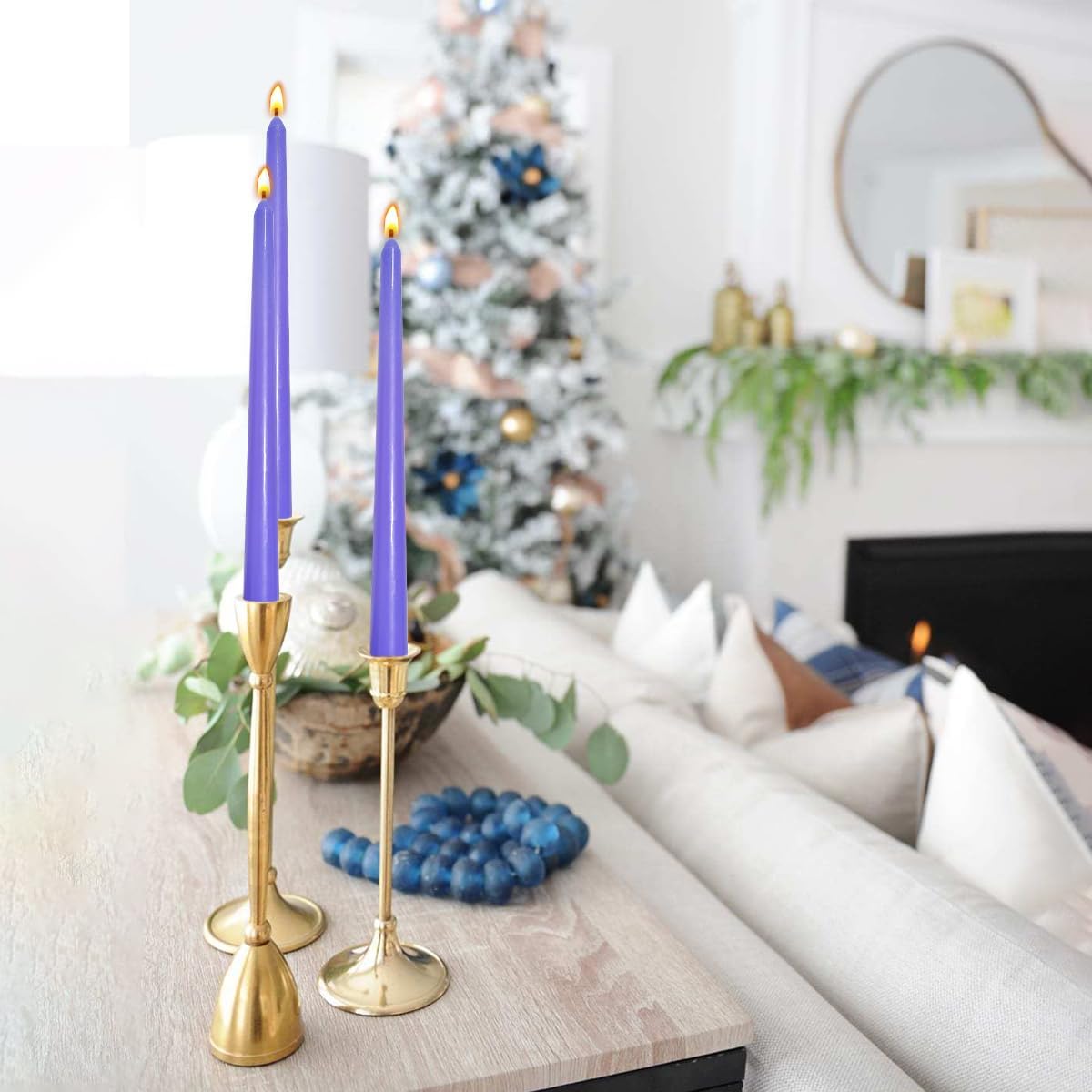 12-Pack Olive Green Taper Candles, 10 Inch Unscented Dripless Candlesticks, Long-Lasting Burn Time of 7-8 Hours, Perfect for Christmas Home Décor Spring and St. Patrick's Day