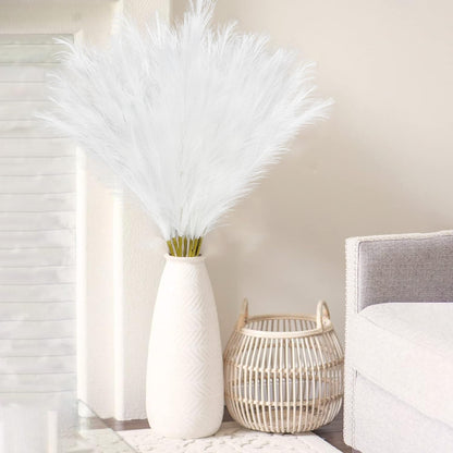 obbsie 50pcs Pink Faux Pampas Grass Decor, 21.6" Short Artificial Floral Branches Vase Filler Flower Arrangement for Home Wedding Boho Outdoor Decor