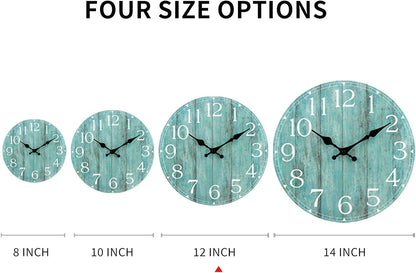 Wall Clock, Rustic Wall Clocks Battery Operated Silent Non Ticking, Country Round Wooden Clocks Farmhous Wall Decorative for Kitchen, Bathroom, Living Room (Gray 8 Inch)