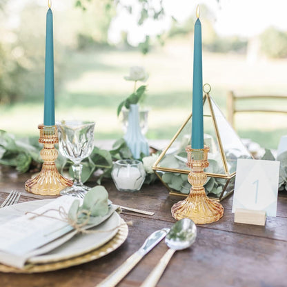 DARJEN Candlestick Holders Set,12Pcs 4" H Taper Candle Holders Bulk, Clear Glass Candle Holders for Wedding, Spring Party, Romantic Dinner, Festival & Windowsill Decor