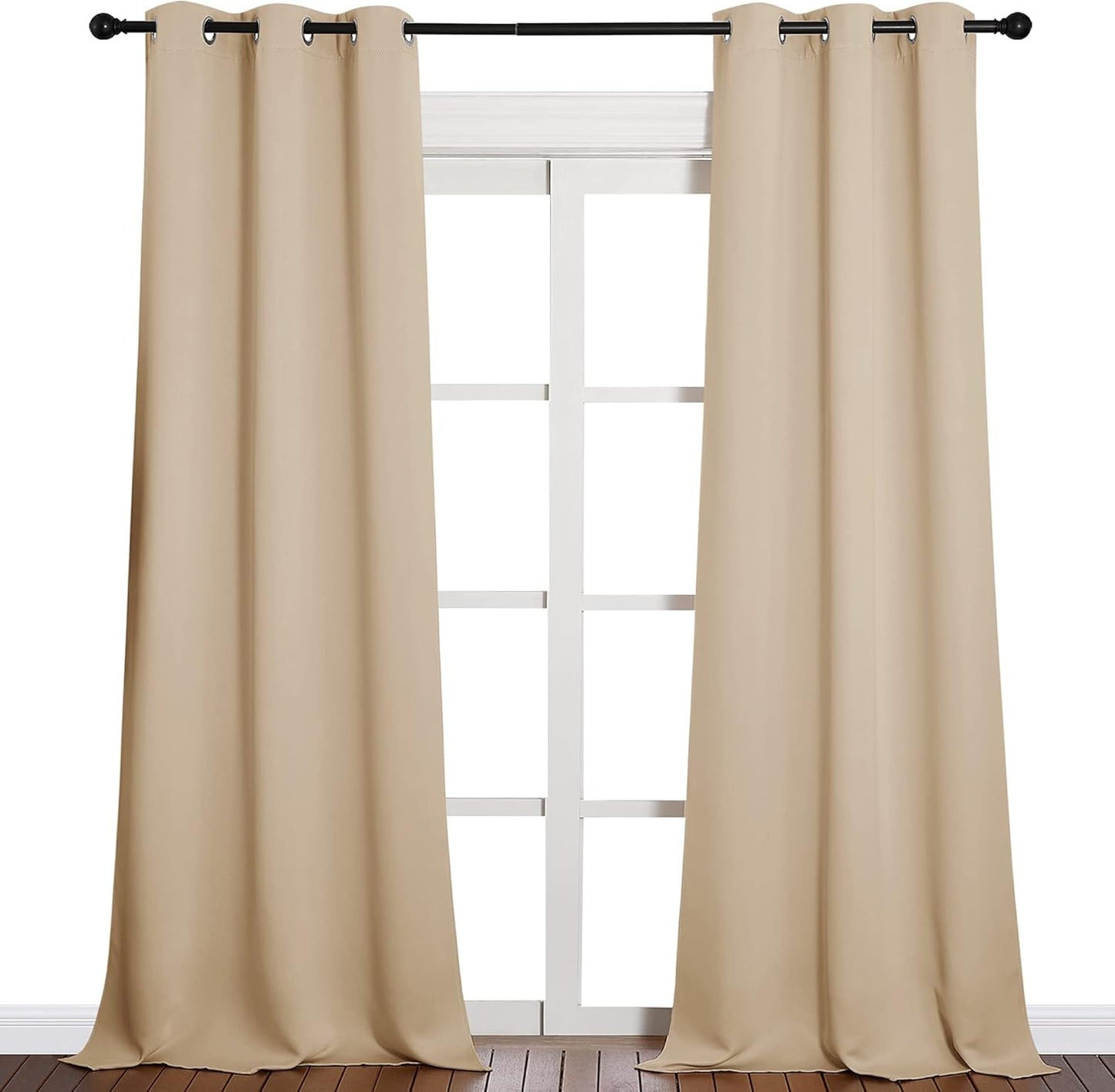 NICETOWN Halloween Pitch Black Solid Thermal Insulated Grommet Blackout Curtains/Drapes for Bedroom Window (2 Panels, 42 inches Wide by 63 inches Long, Black) - Colors D