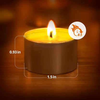 Ashlux Unscented Palm Tea Lights Candles 100 Pack Bulk, 4.5 Hours Long Burning White Tea Lights,Non-Paraffin, Smokeless, Mini Tealight Votive Candles for Wedding, Christmas Lights, Party, Christmas