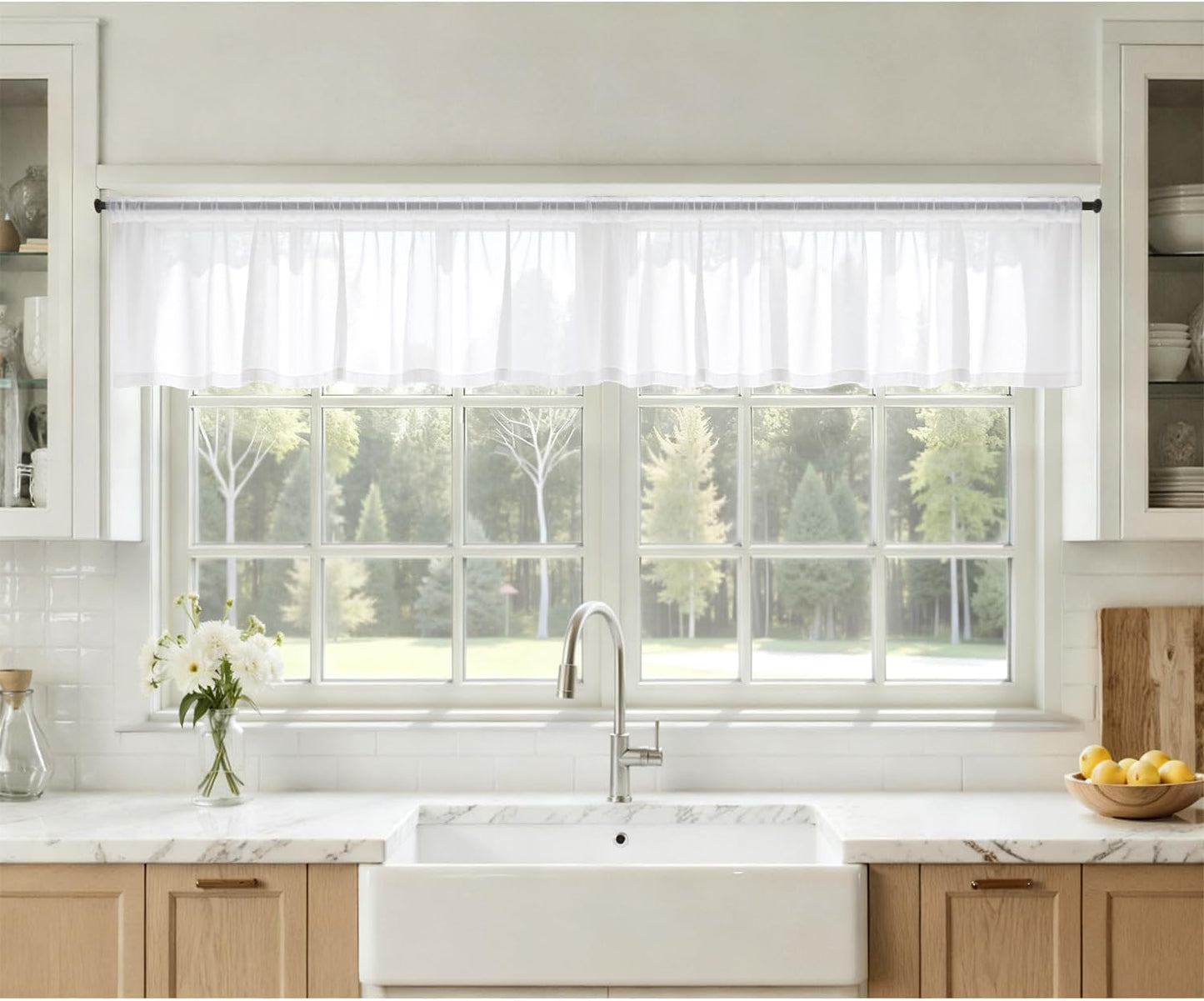 MIULEE White Sheer Curtains 84 Inches Long, 4 Panels Set, Light Filtering Rod Pocket Voile Drapes for Living Room and Bedroom, Airy Soft Fabric Window Treatments, 42 x 84 Inches