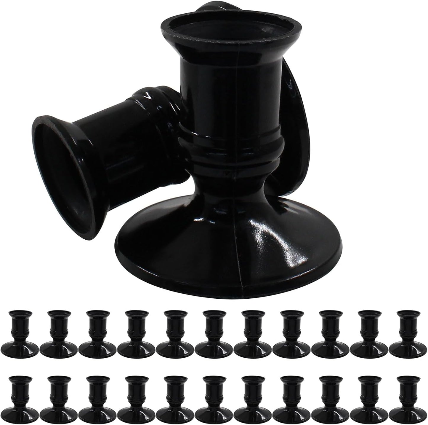 Waziaqoc 24Pcs Gold Taper Candle Holders, Plastic Candlestick Holders Only for Flameless LED Candle Decorative Pillar Candle Holder for Christmas Wedding Anniversary Dinner Party