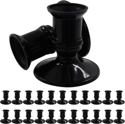 Waziaqoc 24Pcs Gold Taper Candle Holders, Plastic Candlestick Holders Only for Flameless LED Candle Decorative Pillar Candle Holder for Christmas Wedding Anniversary Dinner Party