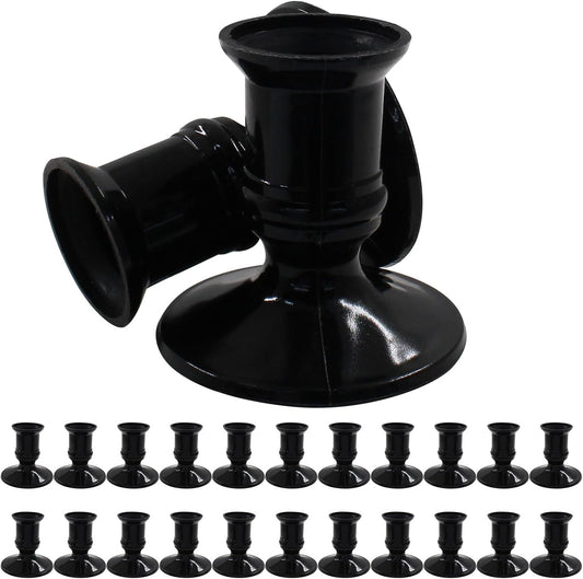 Waziaqoc 24Pcs Gold Taper Candle Holders, Plastic Candlestick Holders Only for Flameless LED Candle Decorative Pillar Candle Holder for Christmas Wedding Anniversary Dinner Party