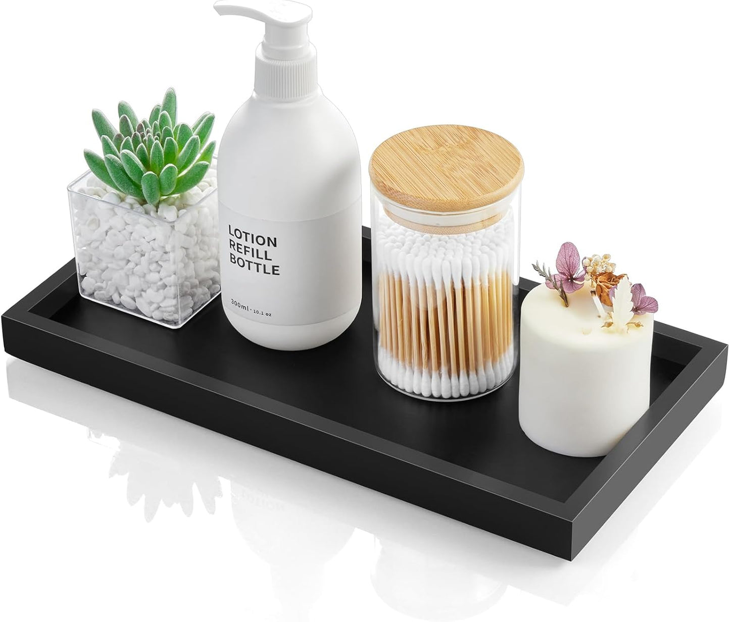 ALELION 11.7" Bathroom Vanity Tray for Counter - Acacia Wood Decorative Tray for Toilet Tank Makeup Perfume Jewelry Catchall Coffee Table - Wooden Kitchen Countertop Organizer for Soap Dispenser