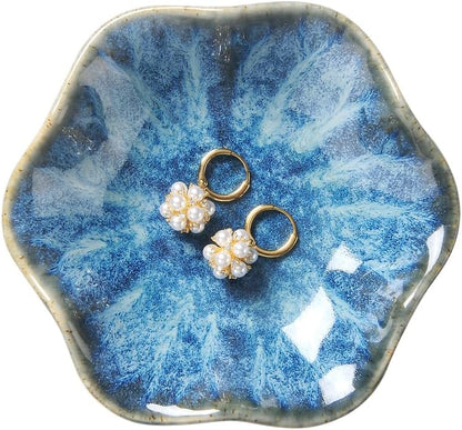 JAMEND CLXP Lotus Leaf Shape Decorative Ring Tray, Small Key Bowl, Ceramic Trinket Tray Jewelry Dish Organizing Necklace Earrings, Home Decoration for Mom Best Friend Sister, Pink.