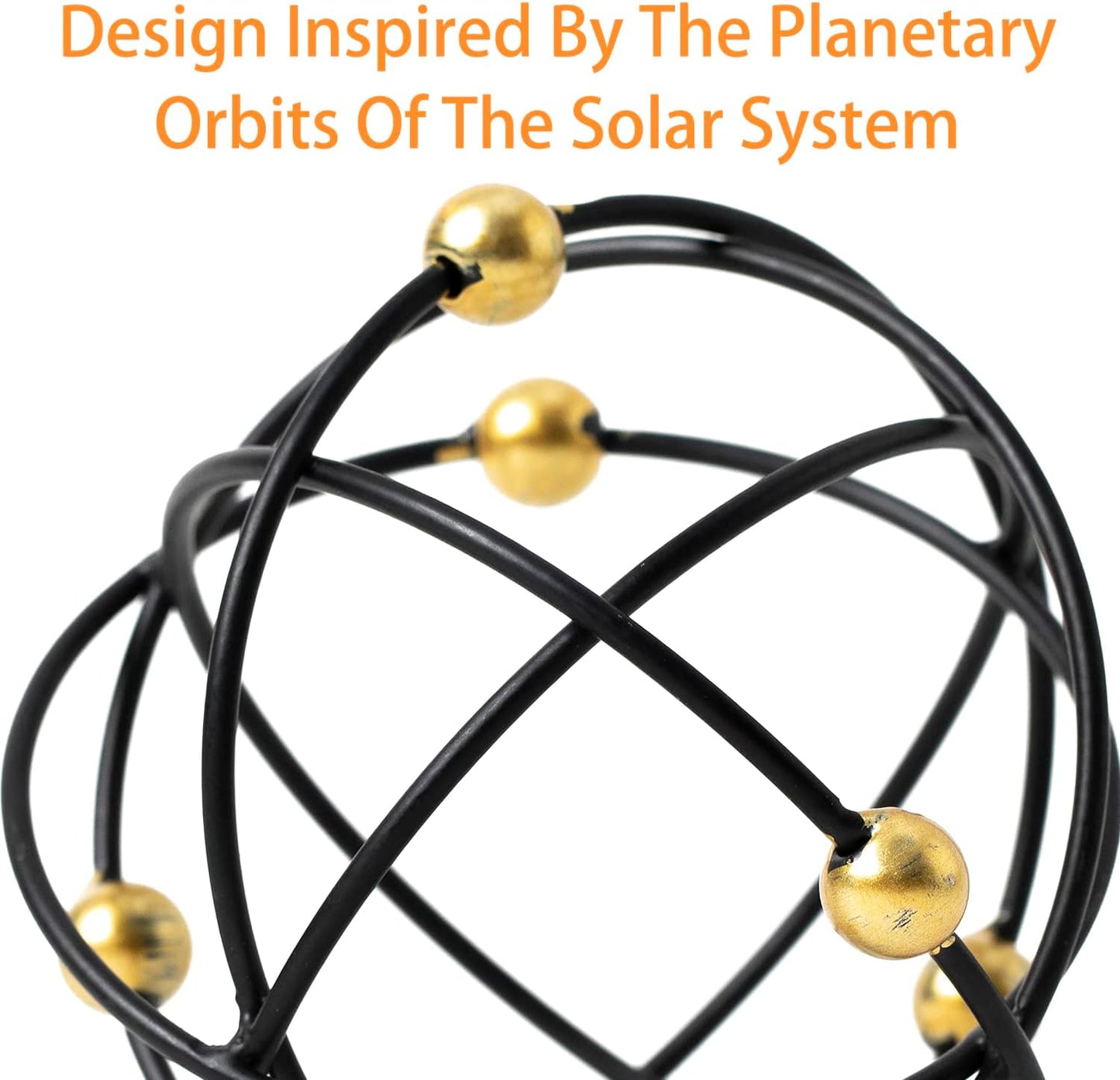 5.5" Gold Metal Geometric Sculpture, Modern Square Decorative Sphere, Small Tabletop Decoration Ball for Home Office Table Shelf Living Room Bedroom Desk Decor