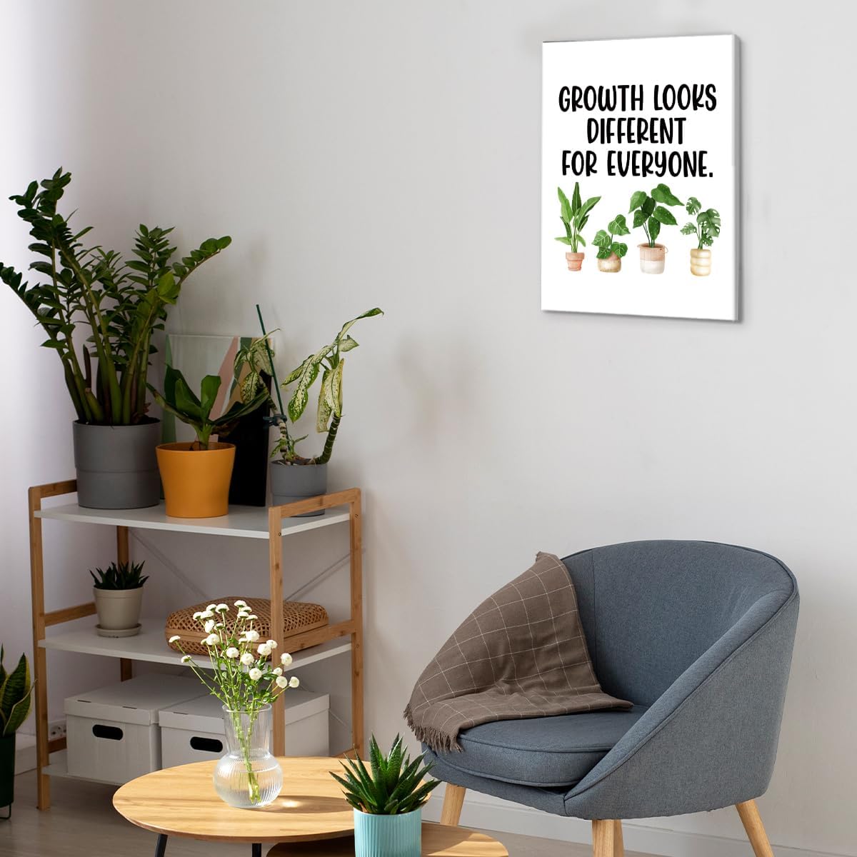 Inspirational Farmhouse Canvas Print Wall Art Decor One Small Positive Thought in the Morning Can Change Your Whole Day Sign Painting Plaque Rustic Home Decoration (8 X 8 Inches, Framed)