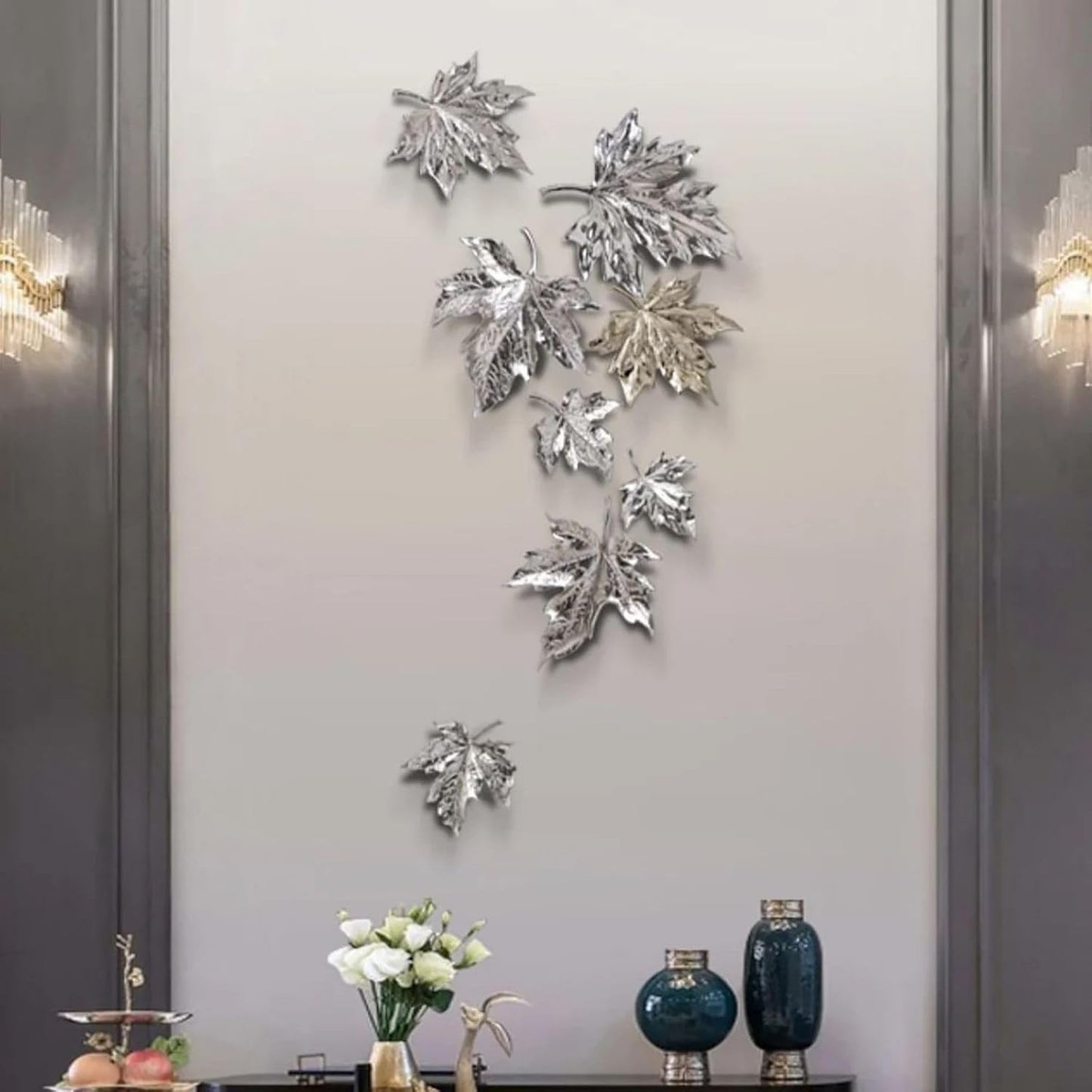 homary Large Metal Wall Art – 47.2" Modern 3D Abstract Geometric Overlapping Design, Iron Wall Decor for Living Room, Dining Room, Office