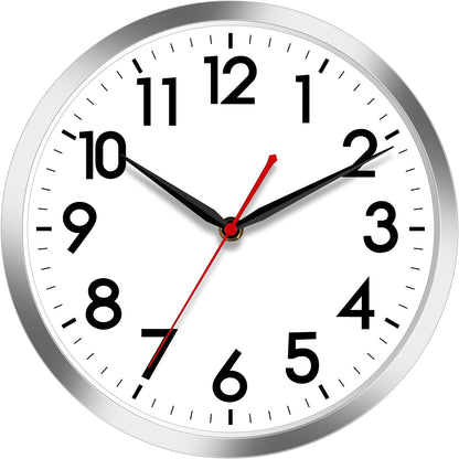 AKCISOT Wall Clock, Modern Small Wall Clocks Battery Operated 8 Inch, Silent Non-Ticking Analog Classic for Office, Home, Bathroom, Kitchen, Bedroom, School(Black)