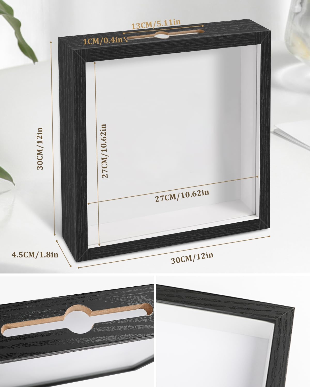 Shadow Box Frame 8x10 - 3 Pack Wood Deep Shadowbox with Glass Shadow Boxes Display Cases Suitable for Photos, Dried Flowers, Handicrafts Picture Frames for Wall (Black)