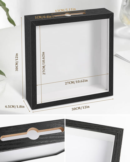 Shadow Box Frame 8x10 - 3 Pack Wood Deep Shadowbox with Glass Shadow Boxes Display Cases Suitable for Photos, Dried Flowers, Handicrafts Picture Frames for Wall (Black)