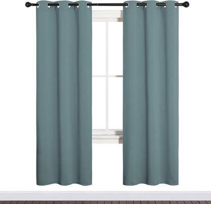 NICETOWN Halloween Pitch Black Solid Thermal Insulated Grommet Blackout Curtains/Drapes for Bedroom Window (2 Panels, 42 inches Wide by 63 inches Long, Black) - Colors C