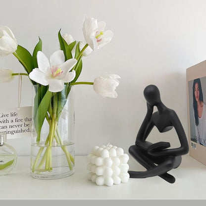 Jinkoozz Reading Women Statue, Thinker Sculptures, Abstract Art Ornament, Modern Aesthetic Figurine Decoration, Suitable for Home Living Room Bedroom Office Shelf Table Desk Bookshelf Decor
