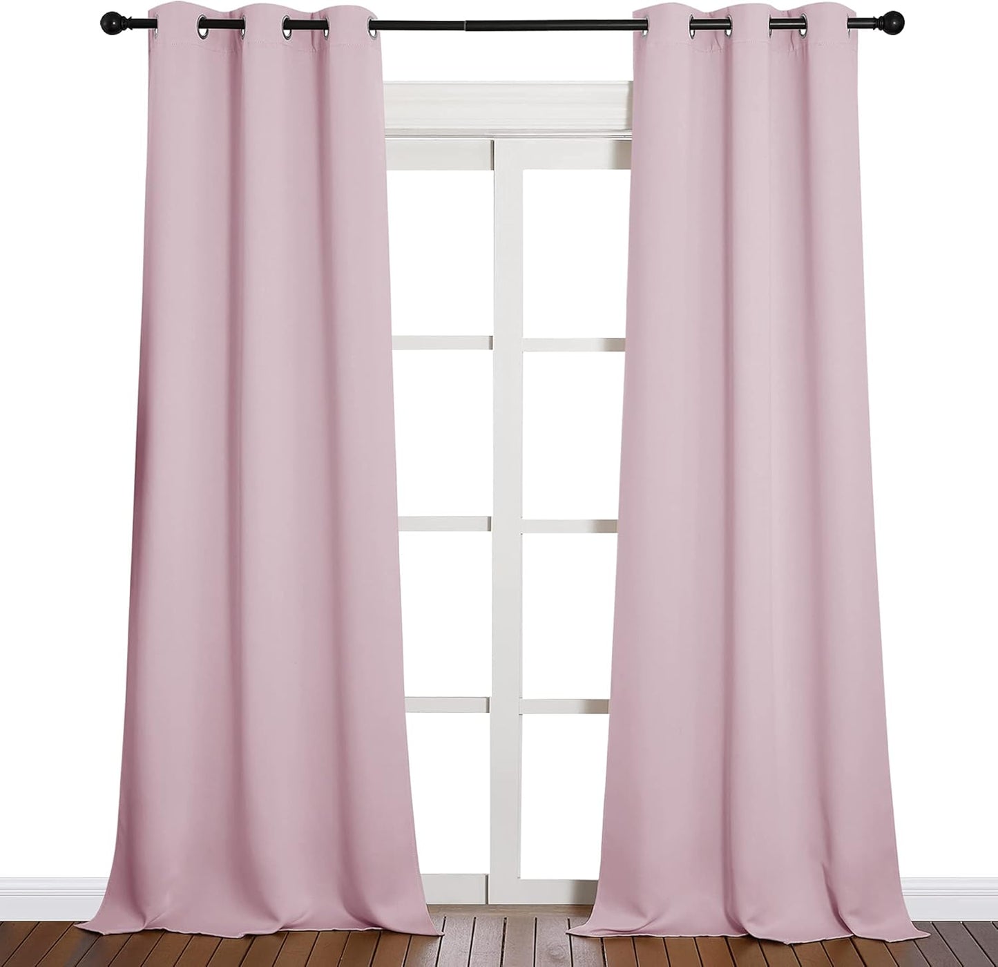 NICETOWN Halloween Pitch Black Solid Thermal Insulated Grommet Blackout Curtains/Drapes for Bedroom Window (2 Panels, 42 inches Wide by 63 inches Long, Black) - Colors B