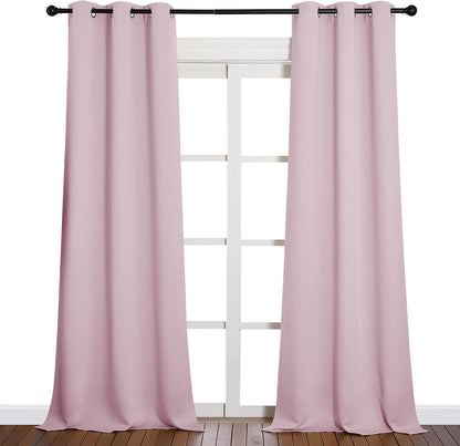 NICETOWN Halloween Pitch Black Solid Thermal Insulated Grommet Blackout Curtains/Drapes for Bedroom Window (2 Panels, 42 inches Wide by 63 inches Long, Black) - Colors B