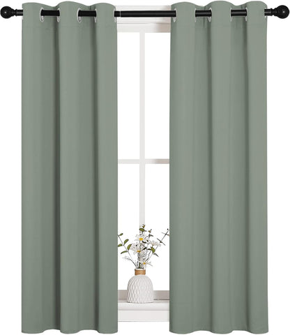 NICETOWN Halloween Pitch Black Solid Thermal Insulated Grommet Blackout Curtains/Drapes for Bedroom Window (2 Panels, 42 inches Wide by 63 inches Long, Black) - Colors B