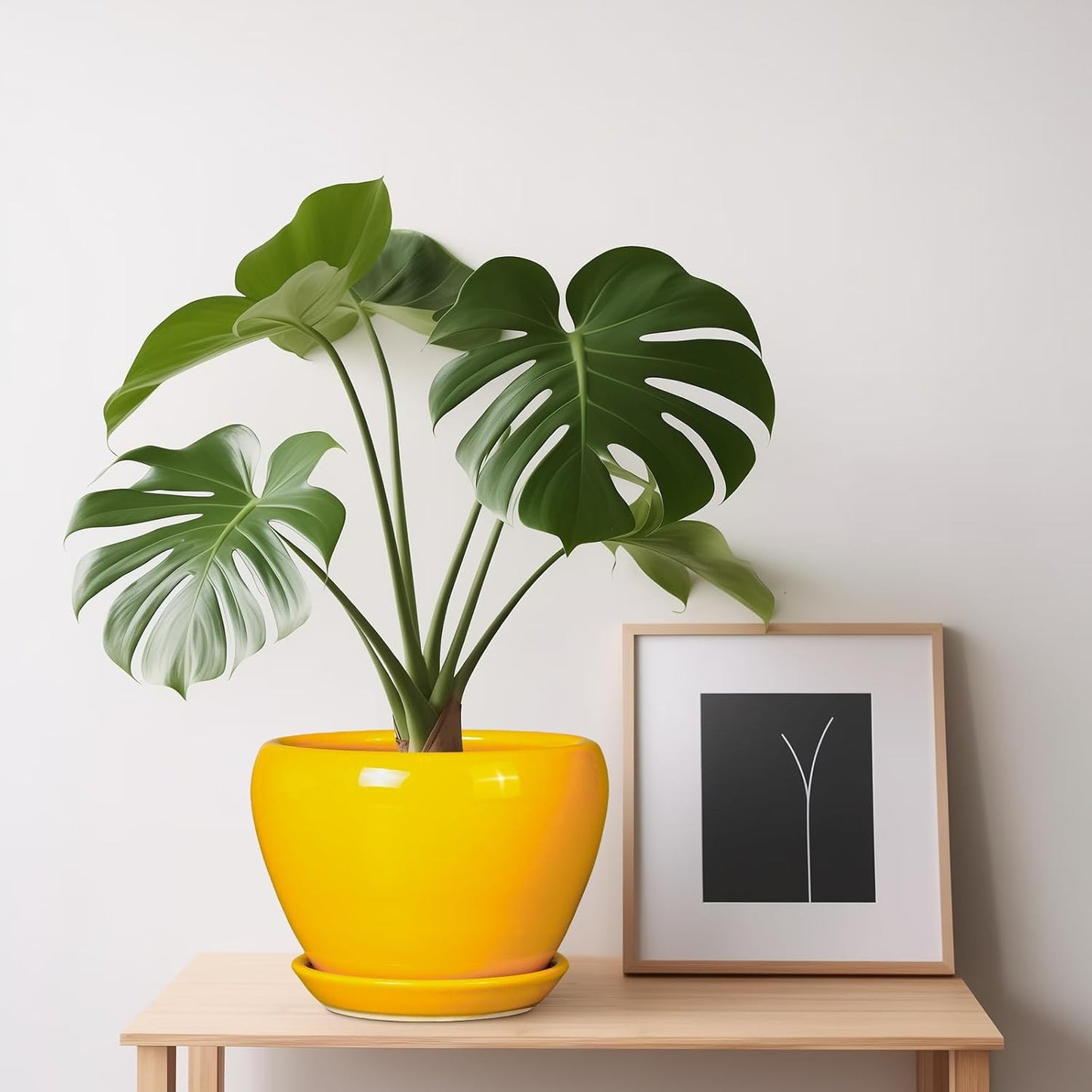 Ceramic Modern Glaze Succulent Planter Pot with Drainage Hole and Saucer 6 Inch Round Flower Plant Pot for Indoor Outdoor Herb Snake Plants