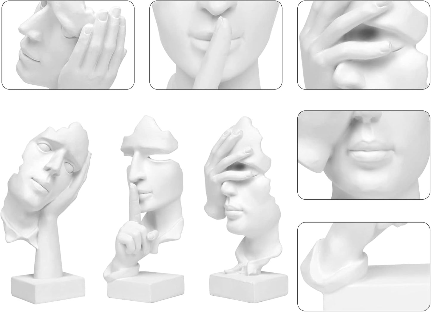 3 Pcs Thinker Statue,Modern Home Resin Sculptures,Collectible Figurines for Home Office Bookshelf Desktop Decor(Black)