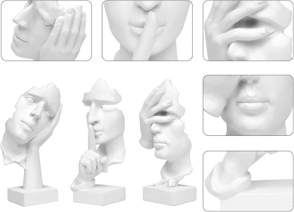 3 Pcs Thinker Statue,Modern Home Resin Sculptures,Collectible Figurines for Home Office Bookshelf Desktop Decor(Black)