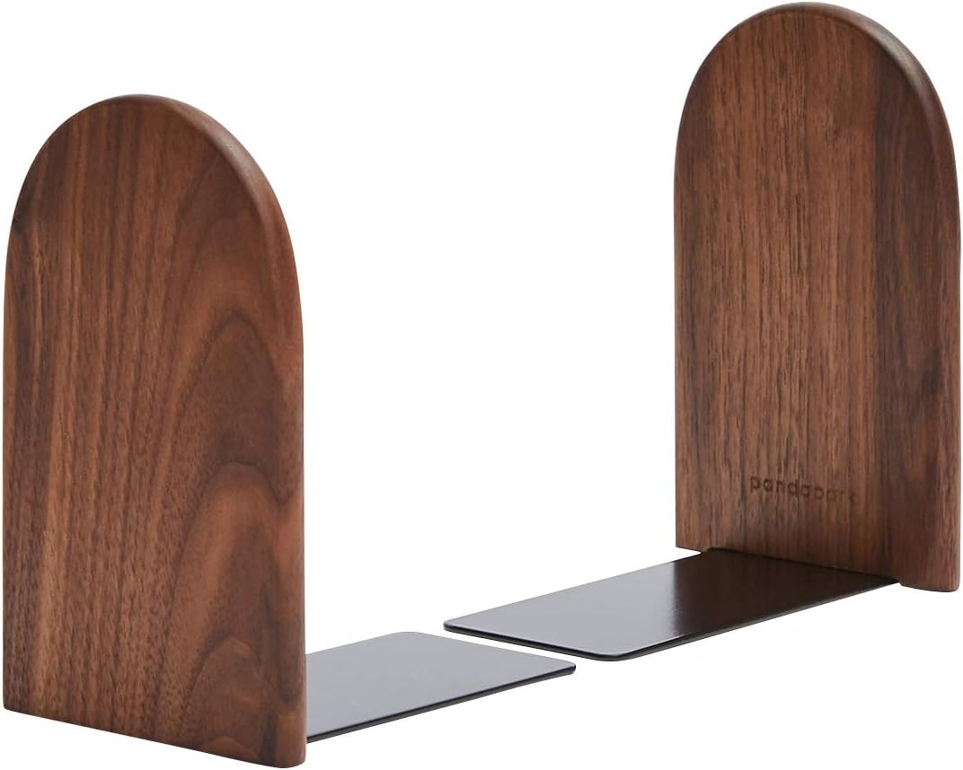 Pandapark Wood,Non-Skid Bookend for Shelves,Heavy Duty,Book Stand for CDs,1 Pair