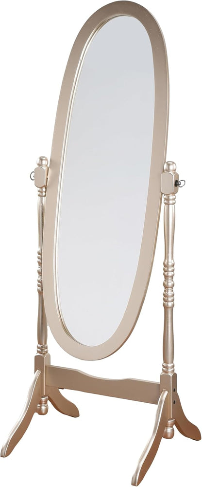 Roundhill Furniture Traditional Queen Anna Style Wood Floor Cheval Mirror, Cherry Finish