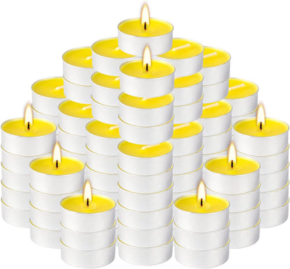100 Pack Scented Tealight Candles - 4 Hours Burning Lemon Aromatherapy | Valentine's Day Romantic Dinner & New Year Home Decor, Yellow Votive Candles for Wedding, Holiday Gift & Emergency (Yellow)