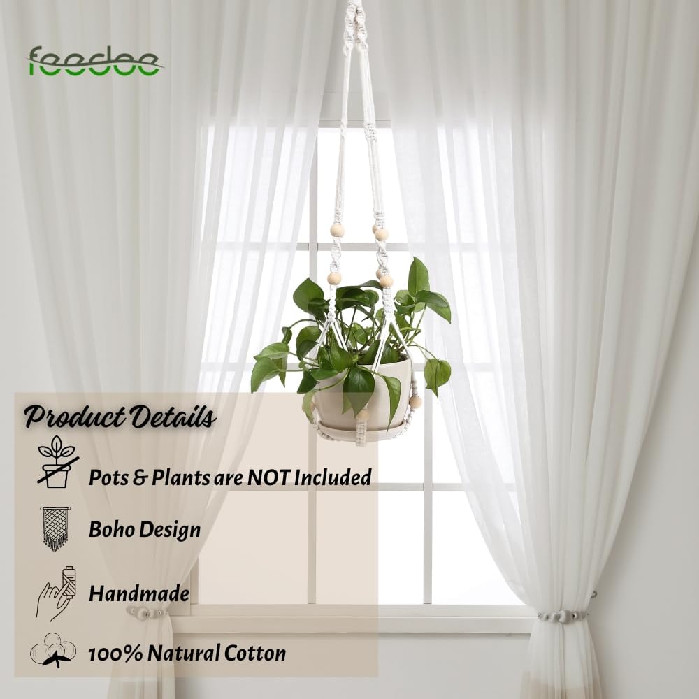 feedee Macrame Plant Hangers Indoor Macrame Hanging Planters for Indoor Plants, 6 Pack Hanging Plant Holders Indoor Hanging, Macromay Plant Hangers for Indoor Plant Hanger, Outdoor Flower Pots Holder