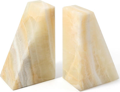 Karibiber Travertine Bookends for Heavy Books, Marble Decorative Bookends for Shelves, Heavy-Duty Stone Book Ends for Hardback Book & Cookbooks, Unique Book Stopper & Holder, Travertino Italy