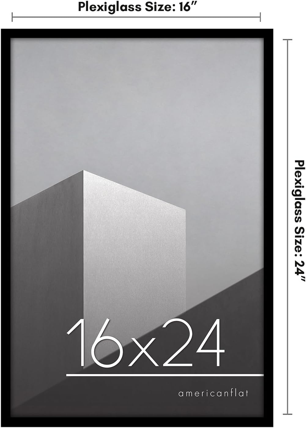 Americanflat 24x36 Poster Frame with Polished Plexiglass - Streamline Collection - Thin Border Picture Frame for Wall Display - Hanging Hardware Included - Black - Colors C
