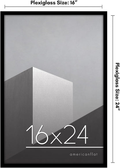 Americanflat 24x36 Poster Frame with Polished Plexiglass - Streamline Collection - Thin Border Picture Frame for Wall Display - Hanging Hardware Included - Black - Colors C