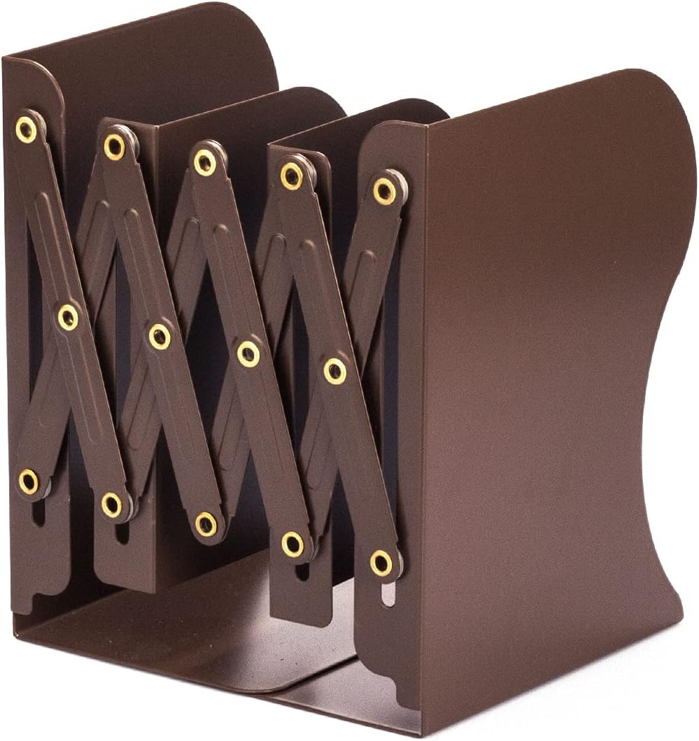 Aobopar Adjustable Book Ends, Metal Bookends for Heavy Books, Desk Book Holder for Shelves, Book Organizer for Desk, Suitable for Office, Home and School Use (Black)
