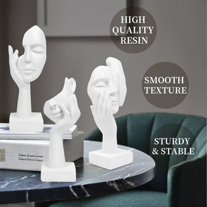 3 Pcs Thinker Statue,Modern Home Resin Sculptures,Collectible Figurines for Home Office Bookshelf Desktop Decor(Black)