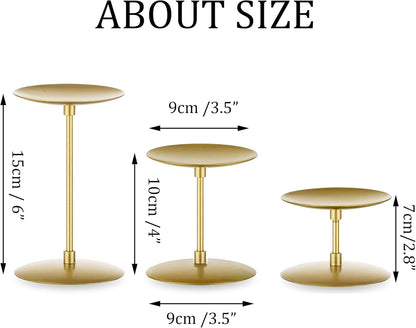 Pillar Candle Holders Candelabra Gold - Set of 12 Bulk Candle Stand Iron Plate Minimalism Modern Home Mantel Dinning Table Decorations Centerpiece for Wedding, Party, Housewarming, Events