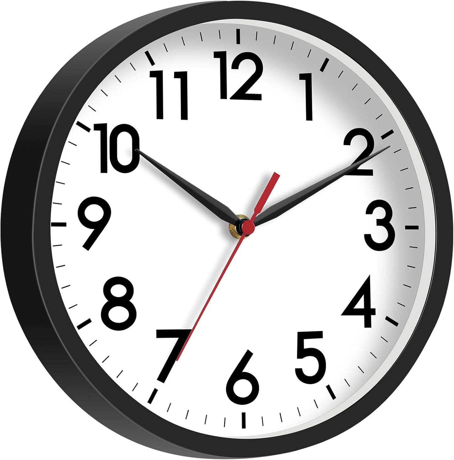 AKCISOT Wall Clock, Modern Small Wall Clocks Battery Operated 8 Inch, Silent Non-Ticking Analog Classic for Office, Home, Bathroom, Kitchen, Bedroom, School(Black)