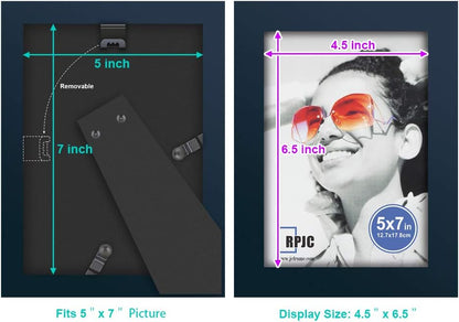RPJC 5x7 Picture Frames Made of Solid Wood High Definition Glass for Table Top Display and Wall Mounting Photo Frame Black