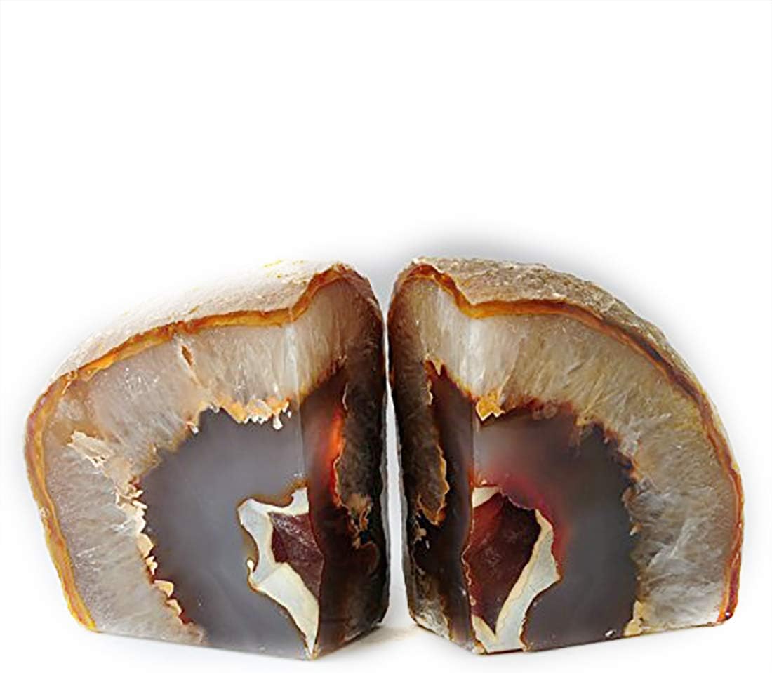 JIC Gem Dyed Blue Agate Bookends Geode Decorative Book Ends for Heavy Books with Rubber Bumpers for Office and Home Decoration Polished Small Size 2 to 3 Lbs