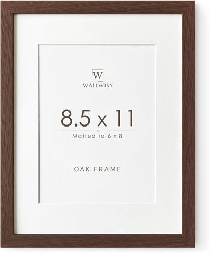 5x7 Picture Frame, Solid Oak Wood 5 x 7 Photo Frame with Mat to 4x6, 7x5 Picture Frames for Wall and Tabletop Display, (Walnut Set of 1)