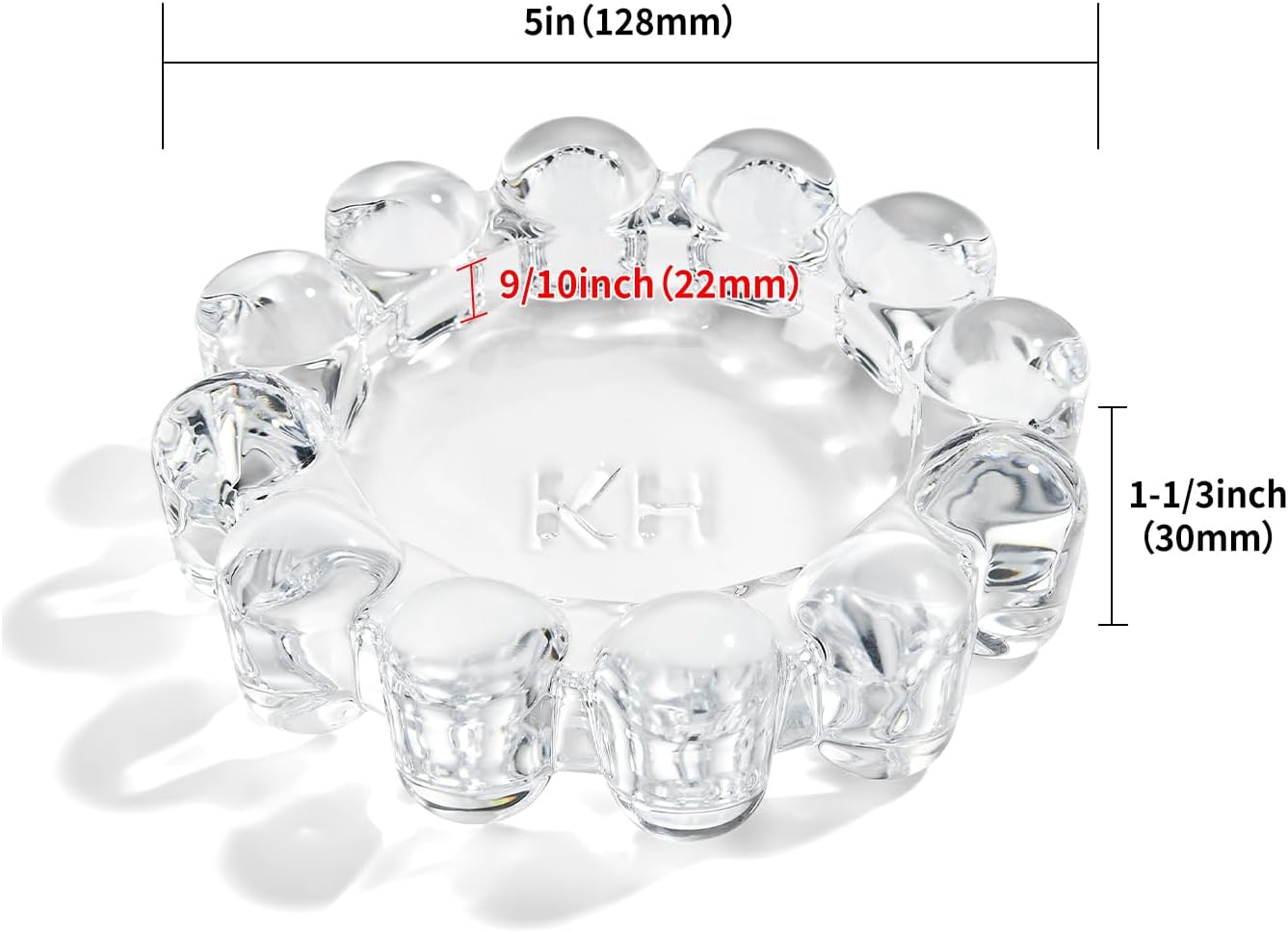 khtumeware Chic Smoky Bubble Glass Candle Dish – Modern Clear Glass Candle Holder for Tealights & Diffusers, Decorative Tray for Home & Tabletop Decor（1 Pack）