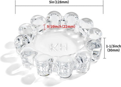 khtumeware Chic Smoky Bubble Glass Candle Dish – Modern Clear Glass Candle Holder for Tealights & Diffusers, Decorative Tray for Home & Tabletop Decor（1 Pack）