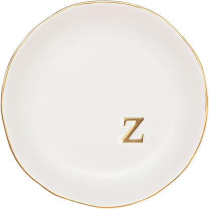 COLLECTIVE HOME - Ceramic Jewelry Tray, Decorative Trinket Dish for Rings Earrings Necklaces Bracelet Watch Keys, Birthday Mother's Day Christmas Gift for Women, 4.75", White Surface (M)