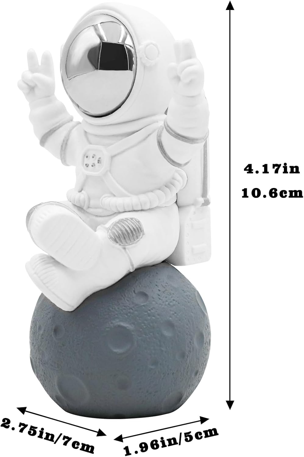 Astronaut Statue Decor, Resin Spaceman Figurine Decorations, Cute Mini Space Figure Ornament, Abstract Aesthetic Decorative Sculpture for Home Office Desk Shelf Tabletop - 2.9 Inch