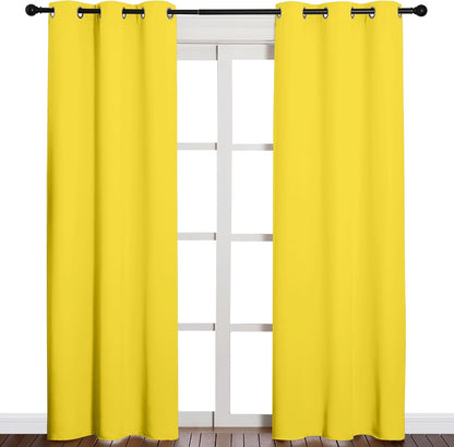 NICETOWN Halloween Pitch Black Solid Thermal Insulated Grommet Blackout Curtains/Drapes for Bedroom Window (2 Panels, 42 inches Wide by 63 inches Long, Black) - Colors C